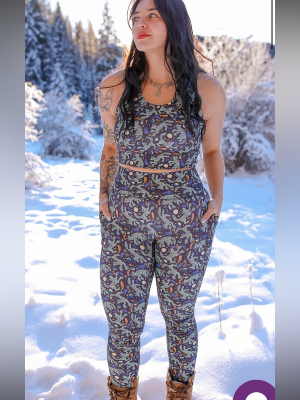 Youer x Pine Bones Earned It Legging in Dancing Lupine Size Medium NWT